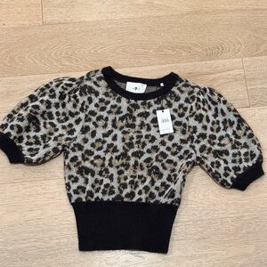 NWT 7 For All Mankind Leopard Print Puff Sleeve Sweater size large